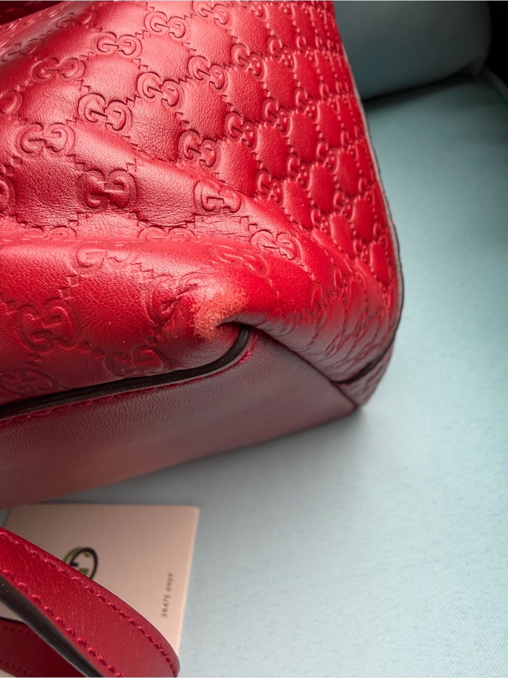 Gucci Embossed Red Leather Shoulder Bag - Picture 15 of 16